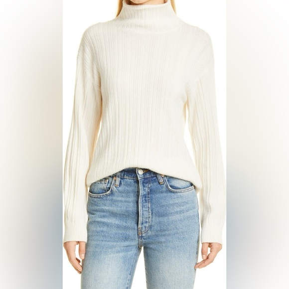 Naadam Mock Neck Back Cutout Wool & Cashmere Sweater - Picture 1 of 9
